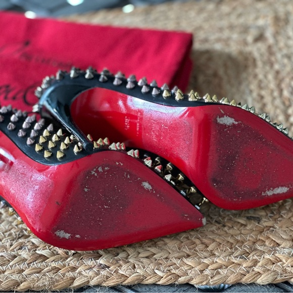 Authentic Christian Louboutin Black Heels with Gold Studs - Picture 6 of 7